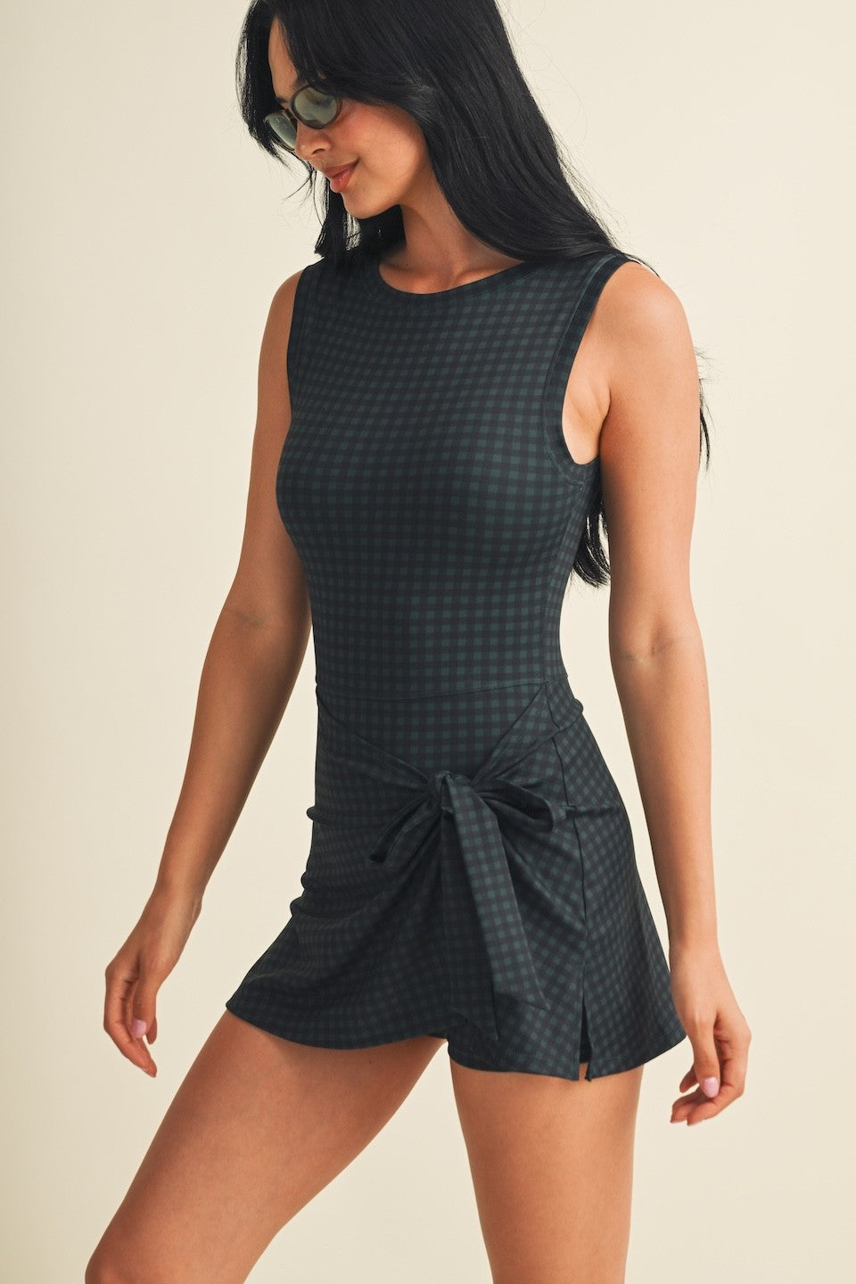 GLOWIE 25-Women's Dresses S / NAVY Sleeveless Wrap Tie Front Dress DP20009