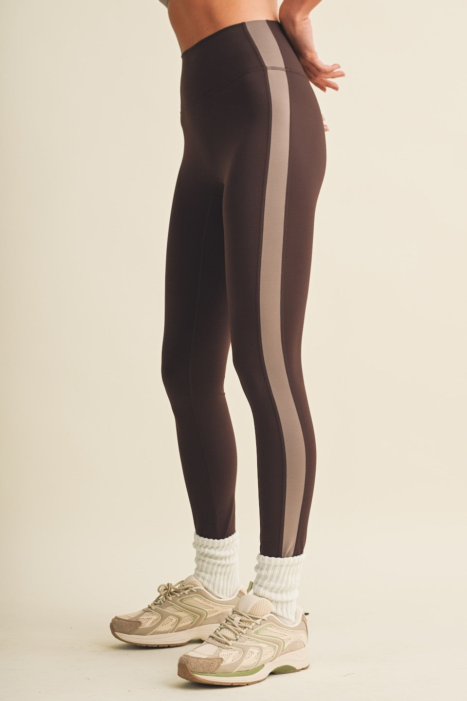 GLOWIE Women's Pants Side Contrast Block Legging