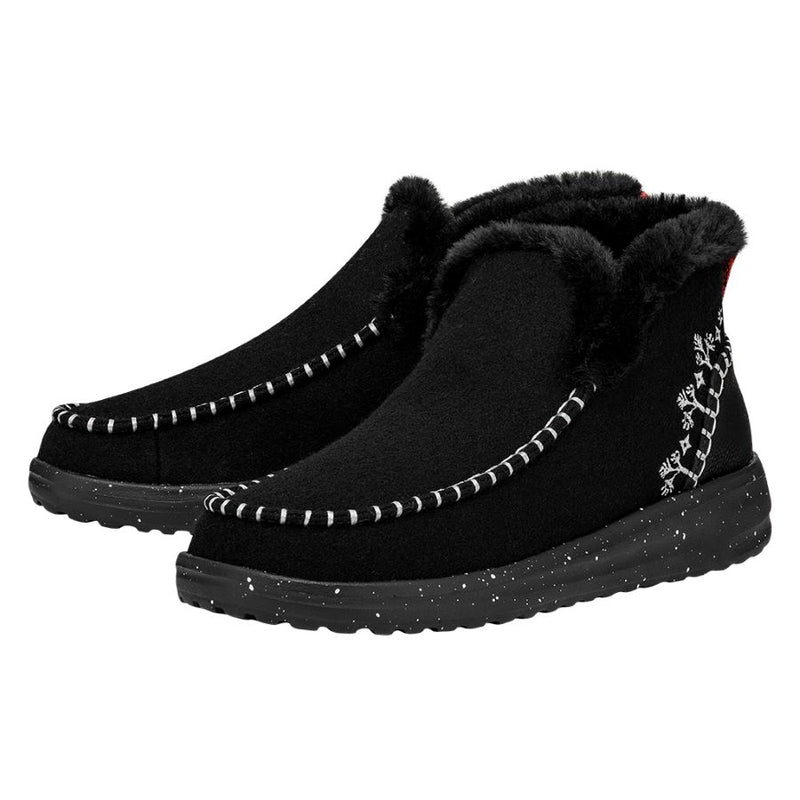 HEY DUDE Women's Shoes BLACK / 6 Hey Dude Denny Wool Faux Shearling || David's Clothing 40208-001