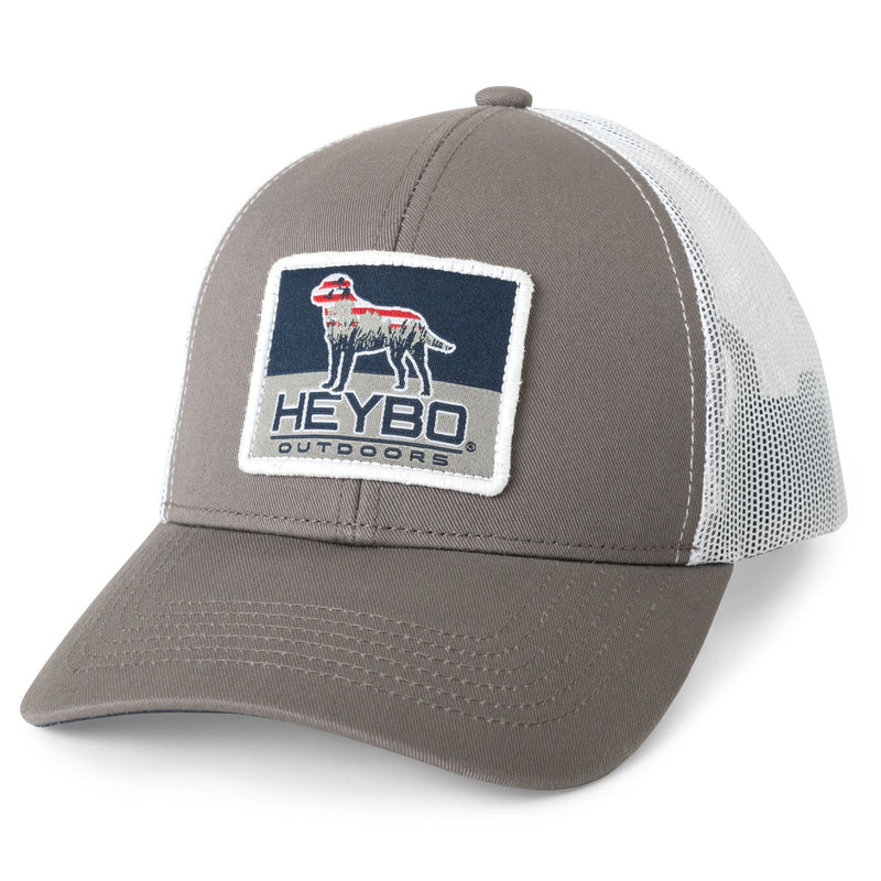 HEYBO OUTDOORS Men's Hats NAVY/WHITE / one size Heybo 'Merica Lab Meshback Trucker || David's Clothing HEY7372