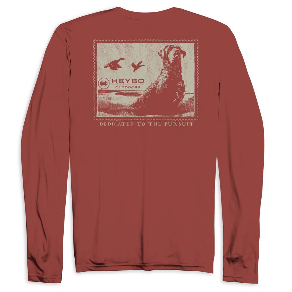 HEYBO OUTDOORS Men's Tees Heybo Weathered Lab Stamp Long Sleeve