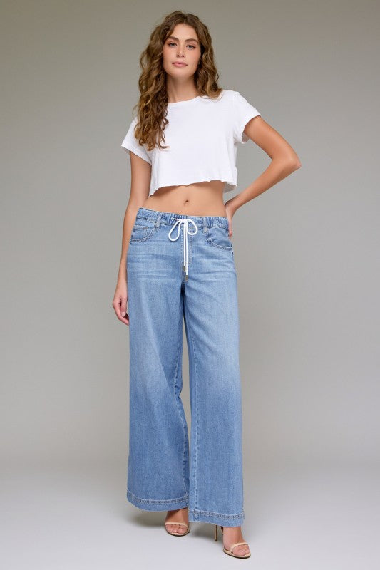 HIDDEN JEANS Women's Jeans Hidden Jeans Light Wash Super Soft Elastic Waistband Wide Leg