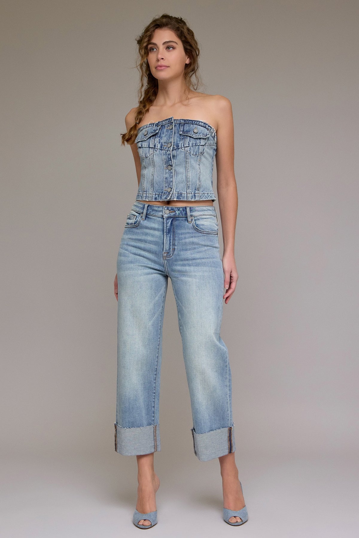 HIDDEN JEANS Women's Jeans Hidden Jeans Vintage Wash High Rise Cuffed Wide Straight