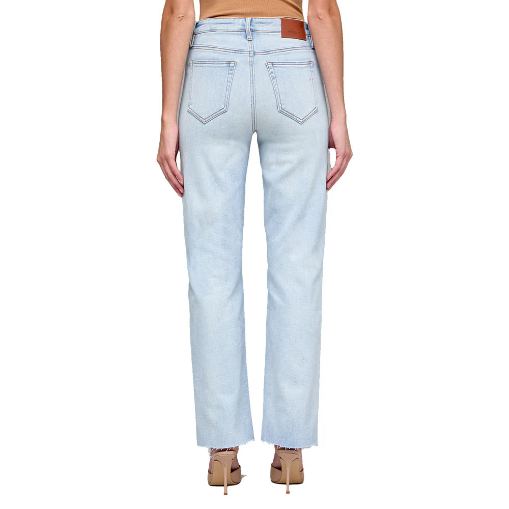 HIDDEN JEANS Women's Jeans Hidden Stretch Light Wash Distressed Knee Wide Straight Leg Women's Jeans