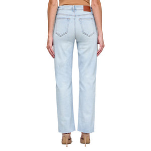 HIDDEN JEANS Women's Jeans Hidden Stretch Light Wash Distressed Knee Wide Straight Leg Women's Jeans