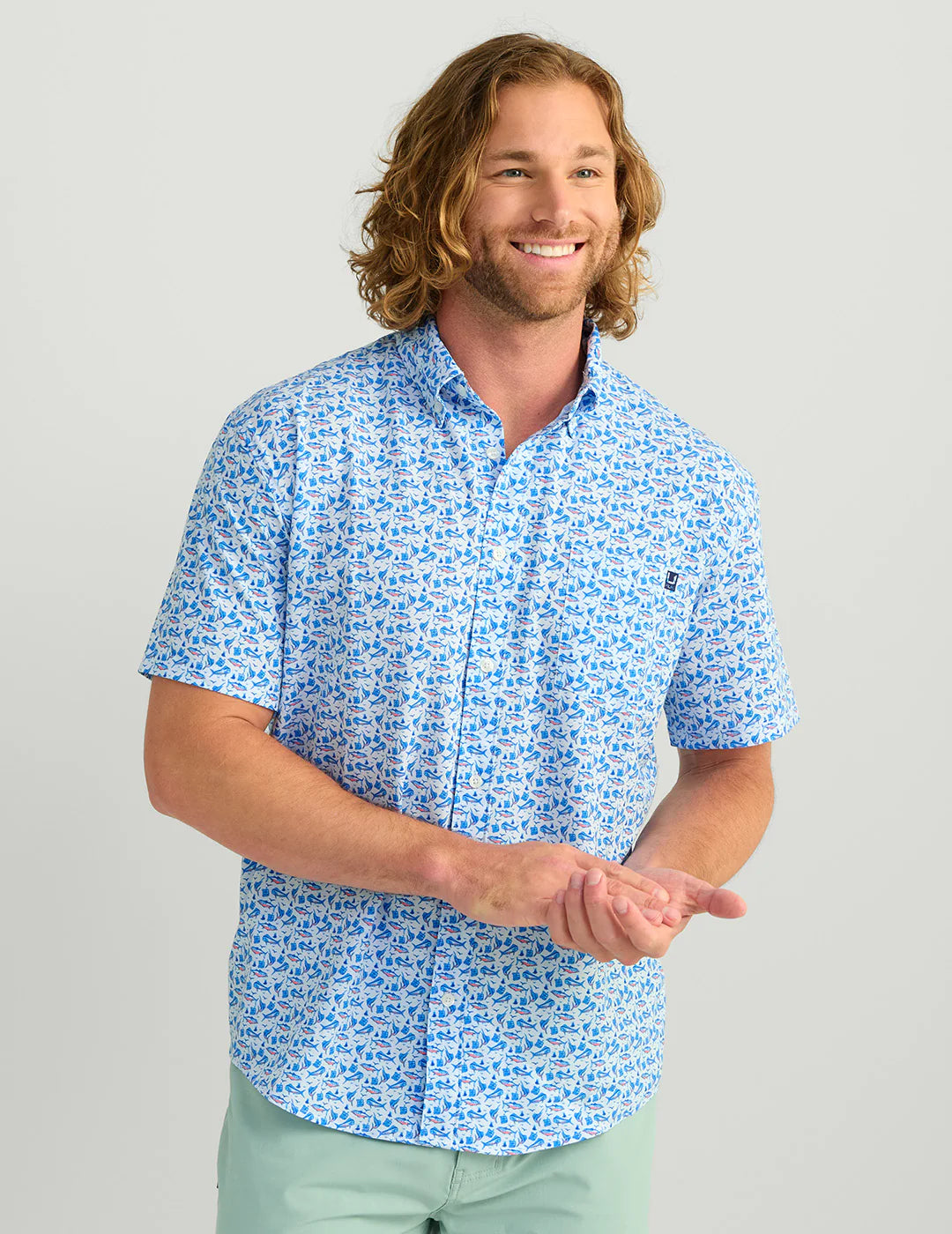 HUK FISHING Men's Polo Huk Kona Button-Down || David's Clothing