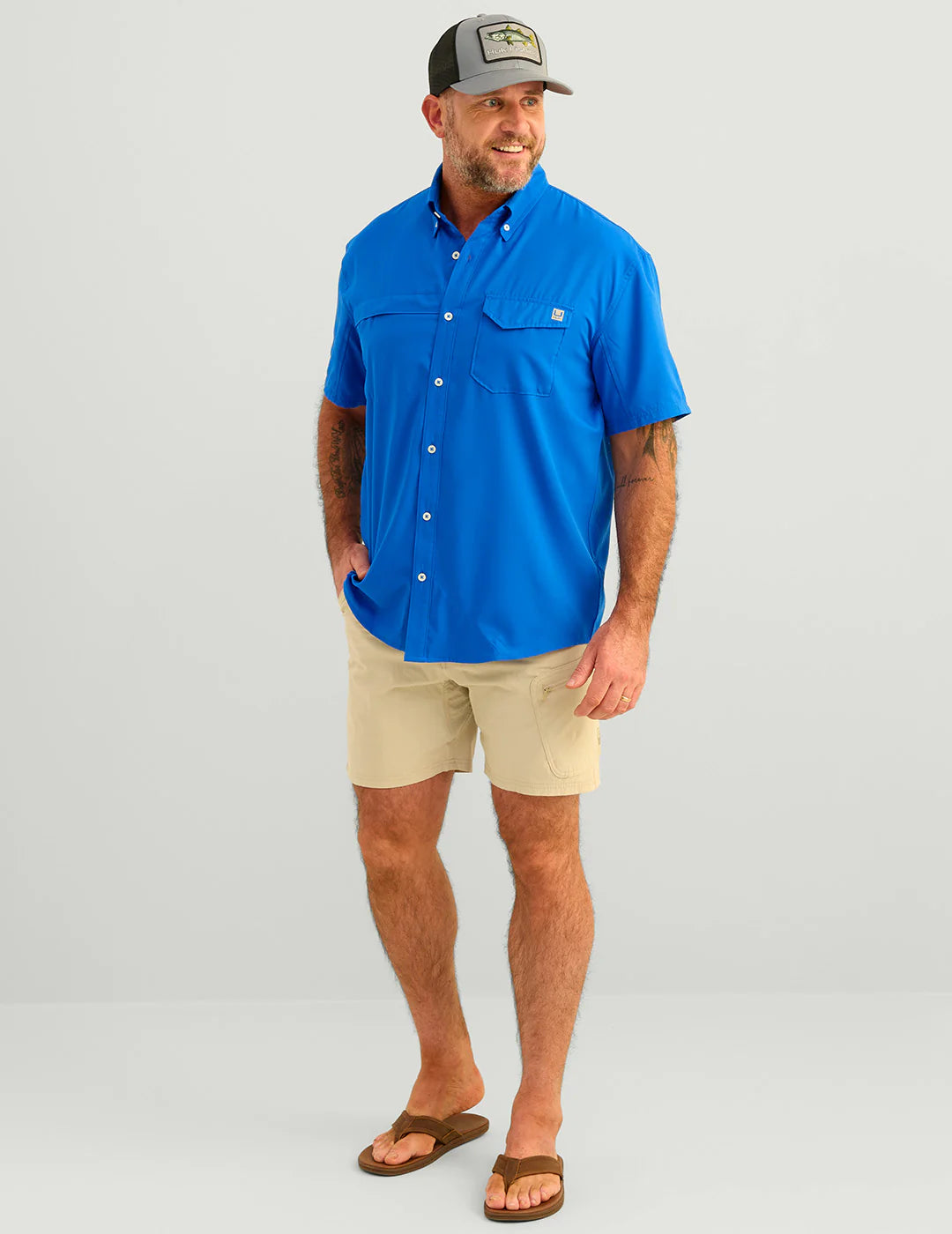 HUK FISHING Men's Sport Shirt Huk Tide Point Short Sleeve Button-Down || David's Clothing
