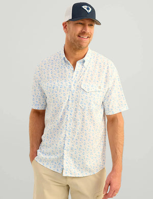 HUK FISHING Men's Sport Shirt Huk Tide Point Short Sleeve Button-Down || David's Clothing