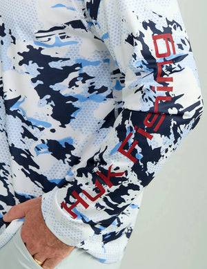 HUK FISHING Men's Tees Huk Kc Print Icon Performance Crew || David's Clothing