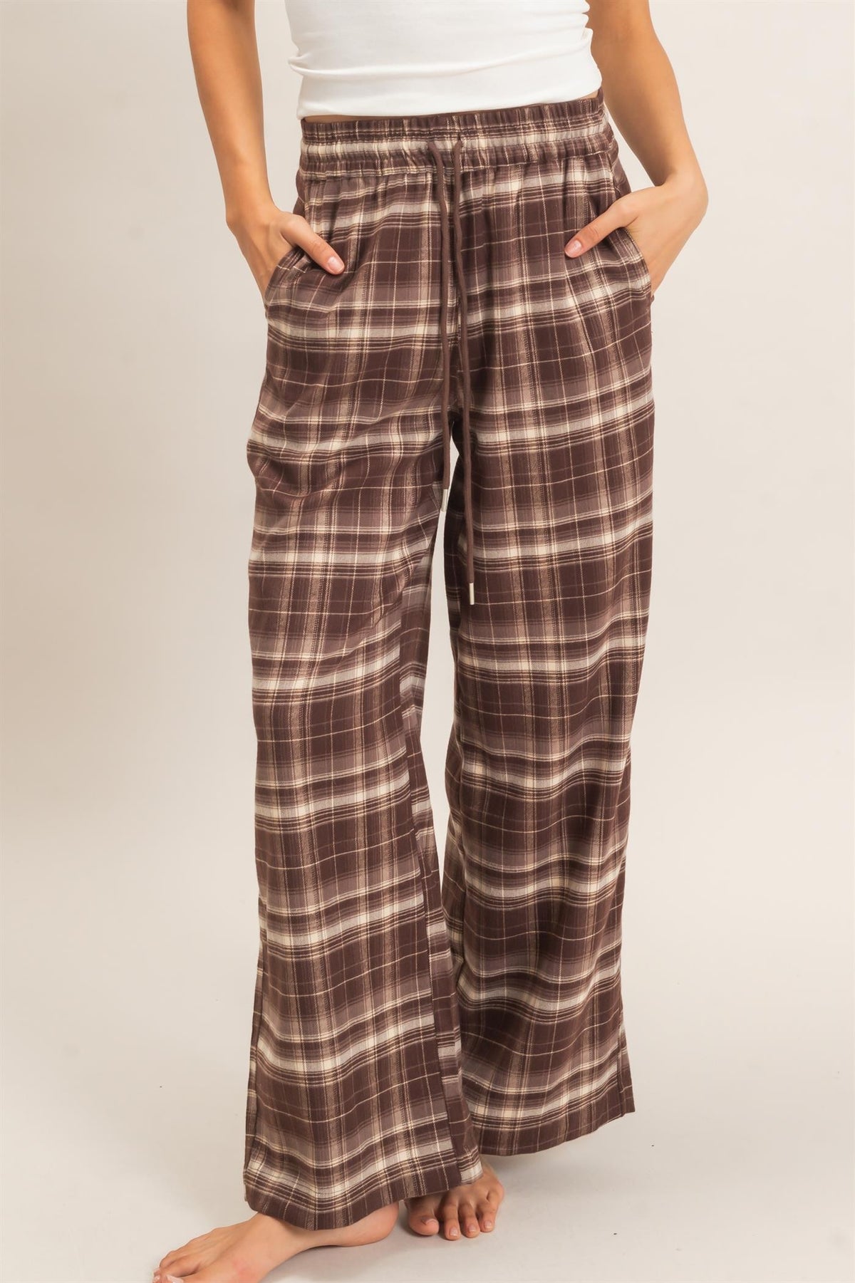 HYFVE INC. Women's Pants Plaid Wide-leg Pants