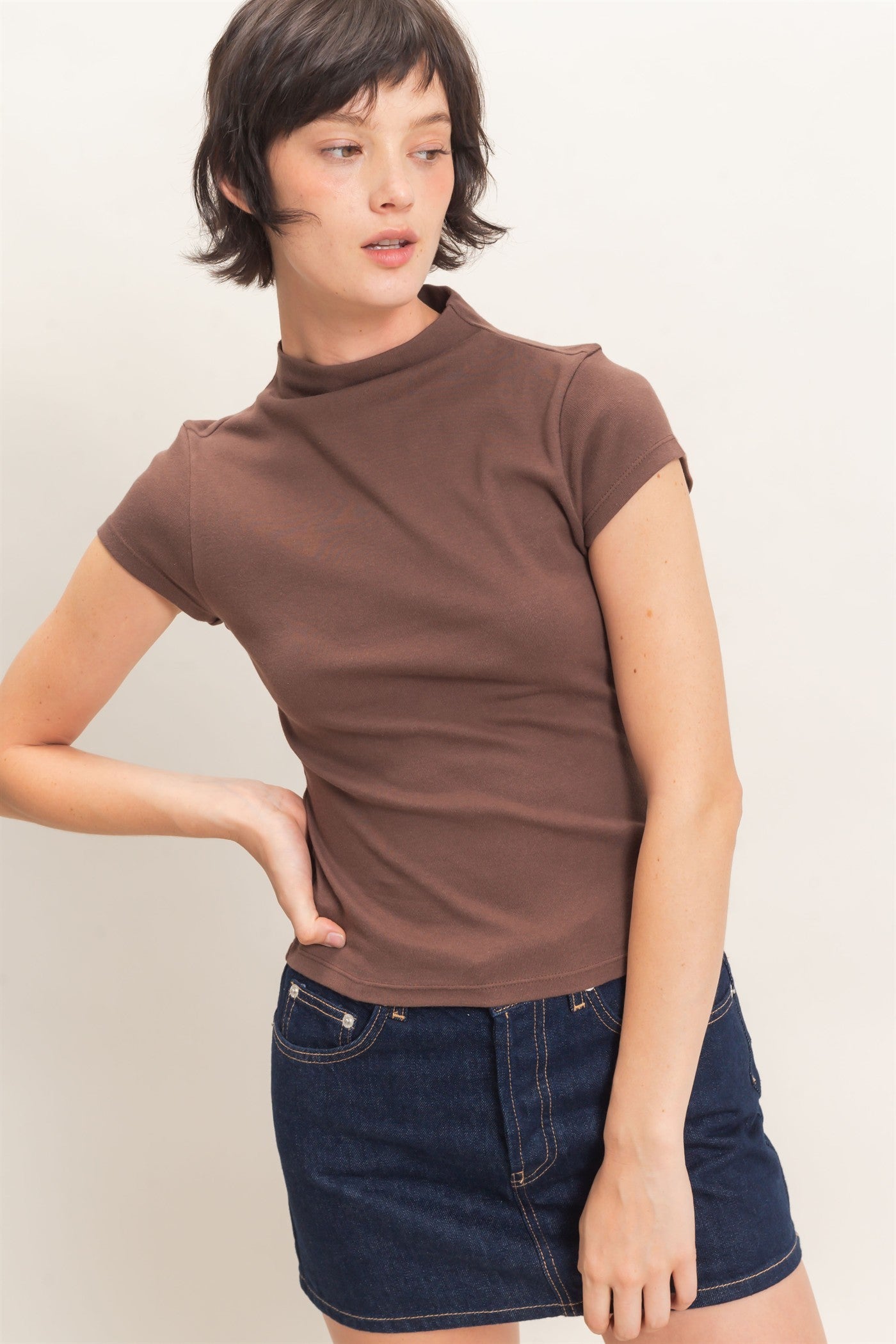 HYFVE INC. Women's Top BLACK / S Mock Neck Cap Sleeve Top DZ26E323