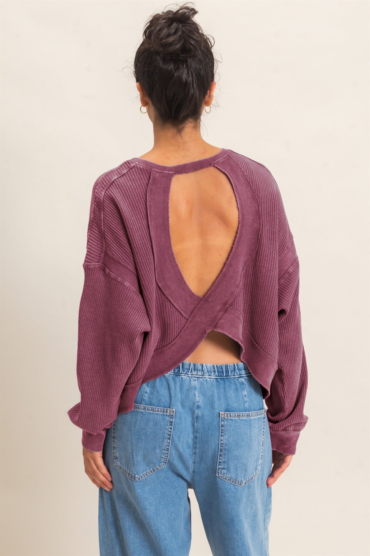 HYFVE INC. Women's Top DK CHERR / S Mineral Wash Waffle Open Back Top DZ26C964