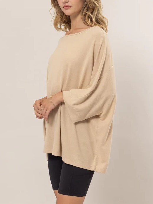 HYFVE INC. Women's Top TAUPE / S Dolman 3/4 Sleeve Top || David's Clothing DZ24F811