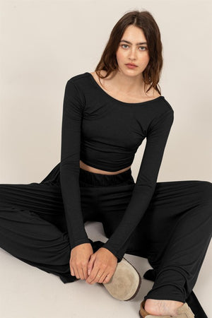 HYFVE INC. Women's Top Long Sleeve Crop Top And Pants Set || David's Clothing