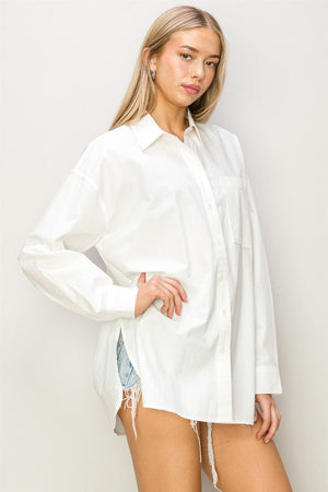 HYFVE INC. Women's Top OFFWHITE / S Button Up Poplin Shirt  || David's Clothing DZ24A285