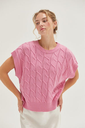 HYFVE INC. Women's Top ROSE / S Oversized Cable Knit Sweater Vest || David's Clothing DZ24E945