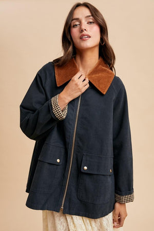 IN LOOM Women Jackets Corduroy Collared Cotton Chore Jacket