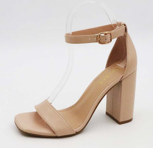 J P ORIGINAL Women's Shoes NUDE / 5.5 Bamboo Telling-01 Chunky Heel One Band Ankle Strap Sandals || David's Clothing TELLING-01