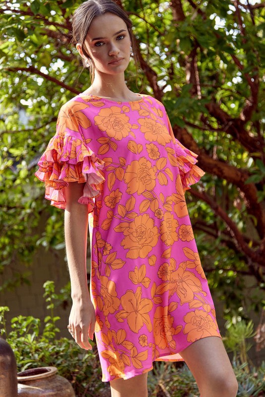 JODIFL Women's Dresses Floral Print Dress with Pockets || David's Clothing