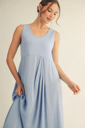 JODIFL Women's Dresses Front Pleat Detail Solid Mix Match Dress