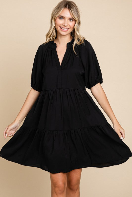 JODIFL Women's Dresses Solid Short Raglan Sleeves Dress || David's Clothing