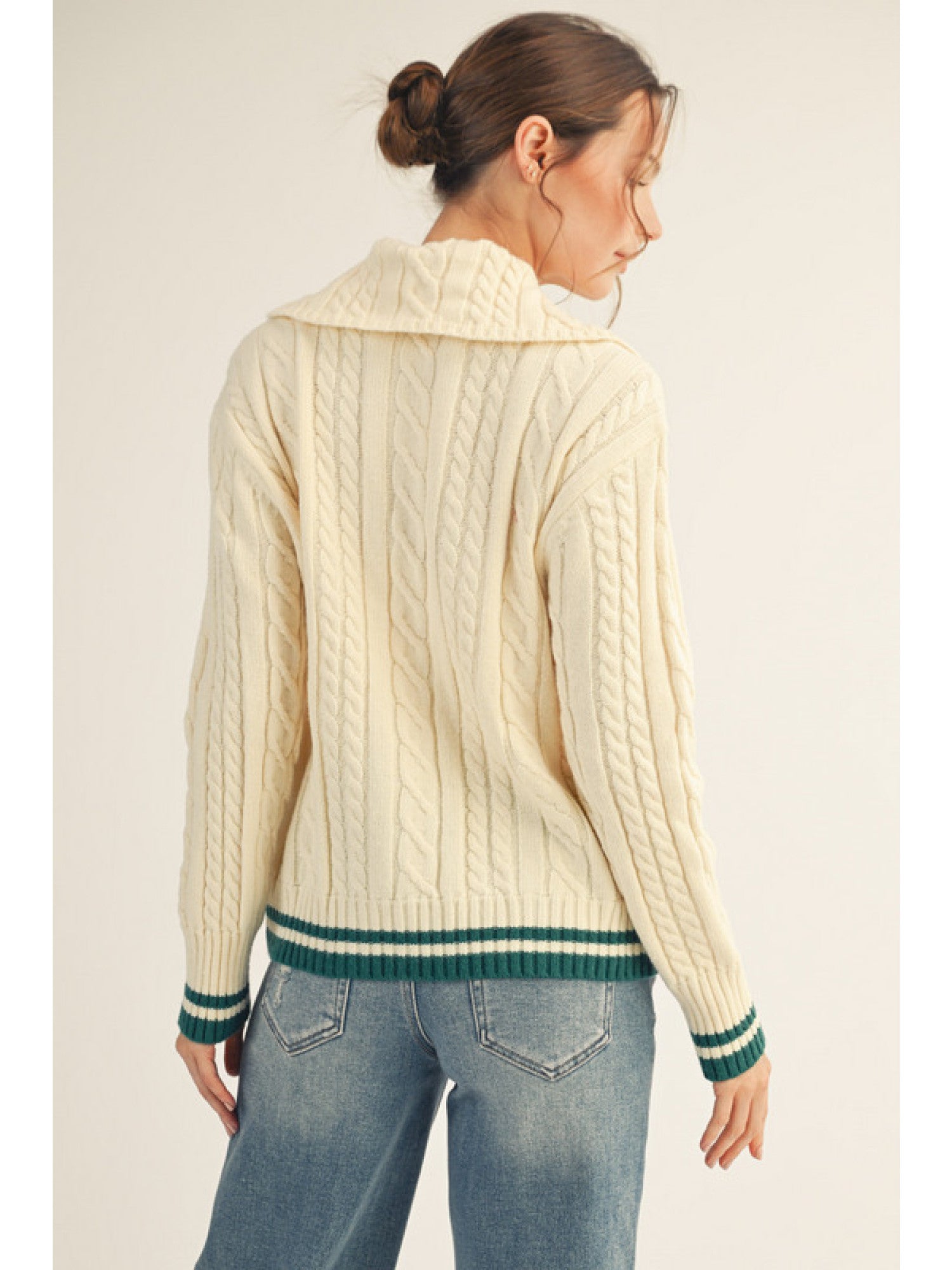 JODIFL Women's Sweaters Cable Knit Polo Sweater Top