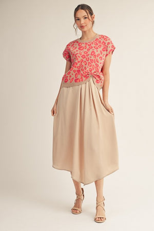 JODIFL Women's Sweaters Front Knot Accent Leopard Sweater Top