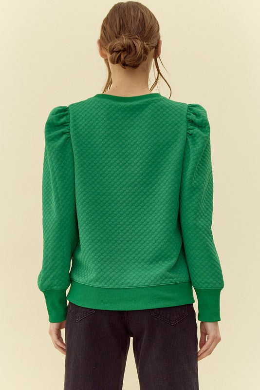 JODIFL Women's Sweaters Puff Shoulder Accent Lovely Sweatshirt || David's Clothing