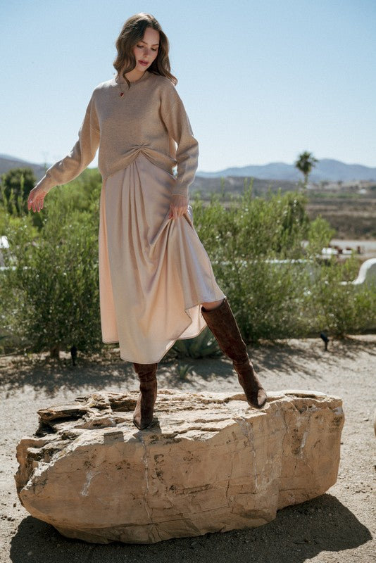 JODIFL Women's Sweaters Soft Textured Knotted Sweater Top