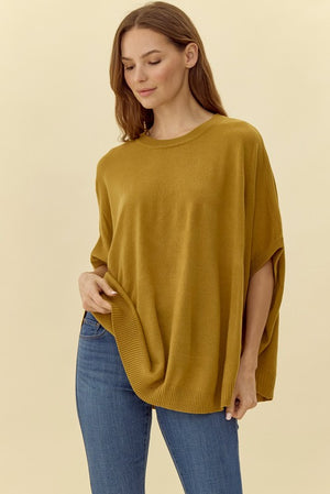 JODIFL Women's Top AVOCADO / S Solid 1/2 Dolman Sleeves Knit Top || David's Clothing H11560-1