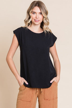 JODIFL Women's Top BLACK / S Solid Slay Sleeves Top || David's Clothing H11235