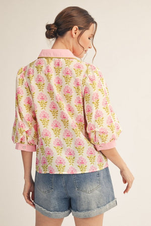 JODIFL Women's Top Button Down Lovely Floral Top