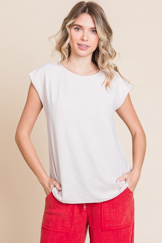 JODIFL Women's Top OATMEAL / S Solid Slay Sleeves Top || David's Clothing H11235