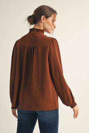 JODIFL Women's Top Ruffle Accent Texture Fabric Top || David's Clothing