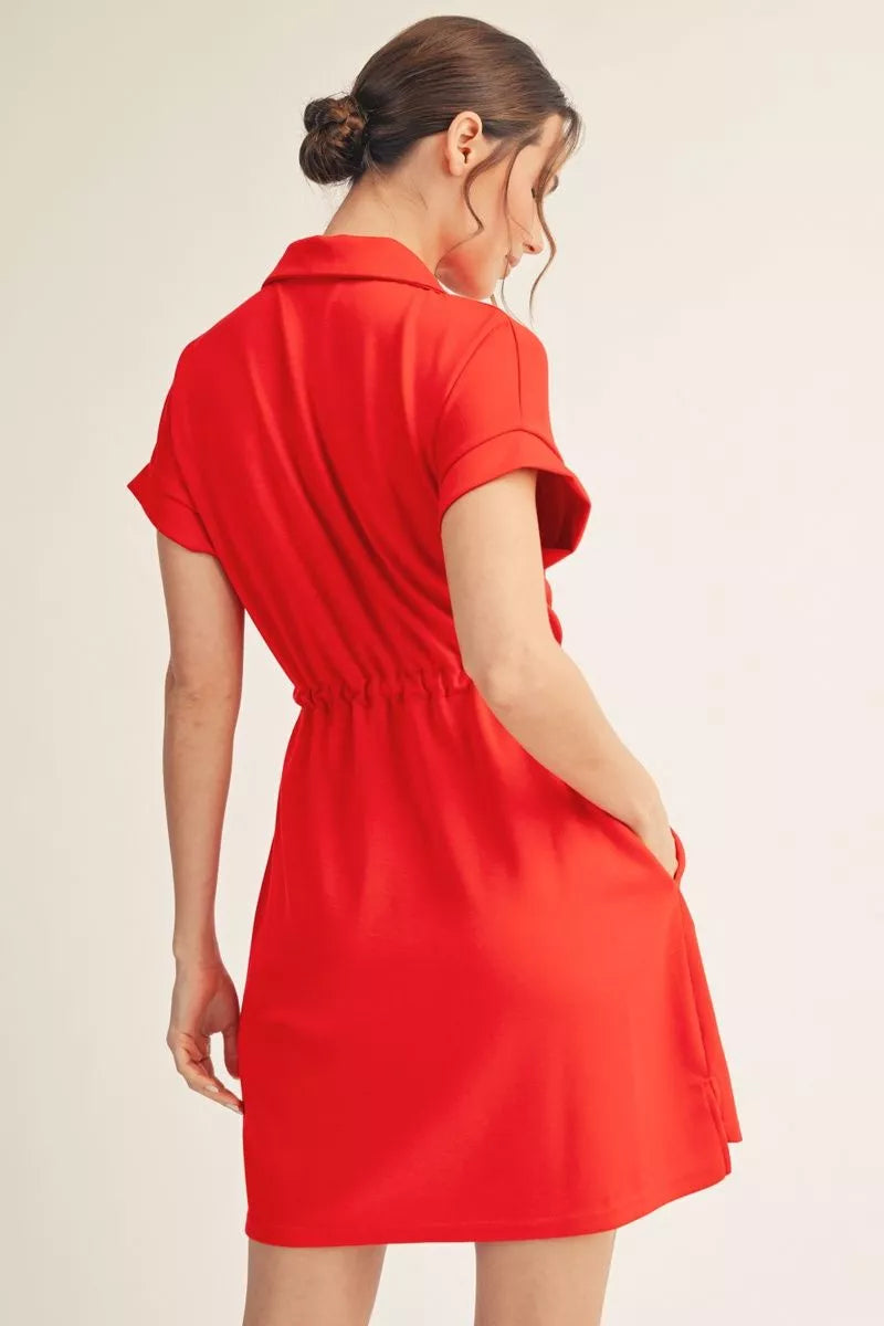 JODIFL Women's Top Stripe Detail Casual Scuba Dress