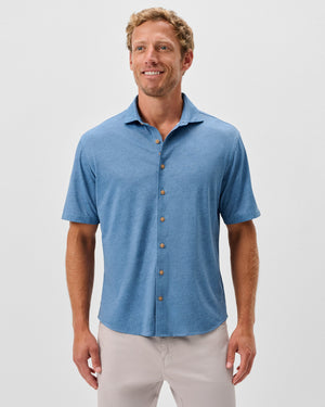 JOHNNIE O Men's Sport Shirt SOUND SIDE / S Johnnie-O Printed Mesh Short Sleeve Button Down Shirt - Breck Printed Solid Knit JMWS100270SNSD