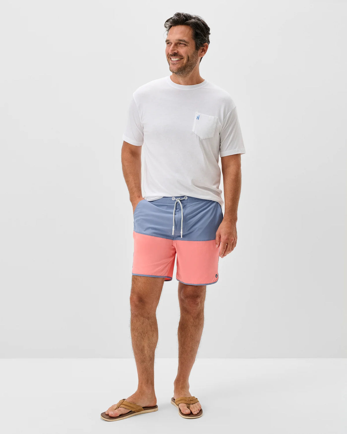 JOHNNIE O Mens Shorts Half Elastic 7" Swim Trunks - Tully