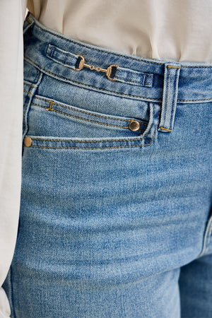JUDY BLUE Women's Jeans Judy Blue High Waist Angelina Column W/ Harness Trim Md Crisp Blue