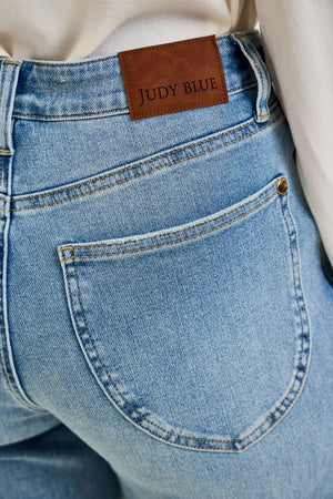JUDY BLUE Women's Jeans Judy Blue High Waist Angelina Column W/ Harness Trim Md Crisp Blue