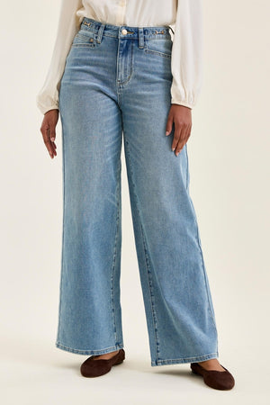 JUDY BLUE Women's Jeans Judy Blue High Waist Angelina Column W/ Harness Trim Md Crisp Blue