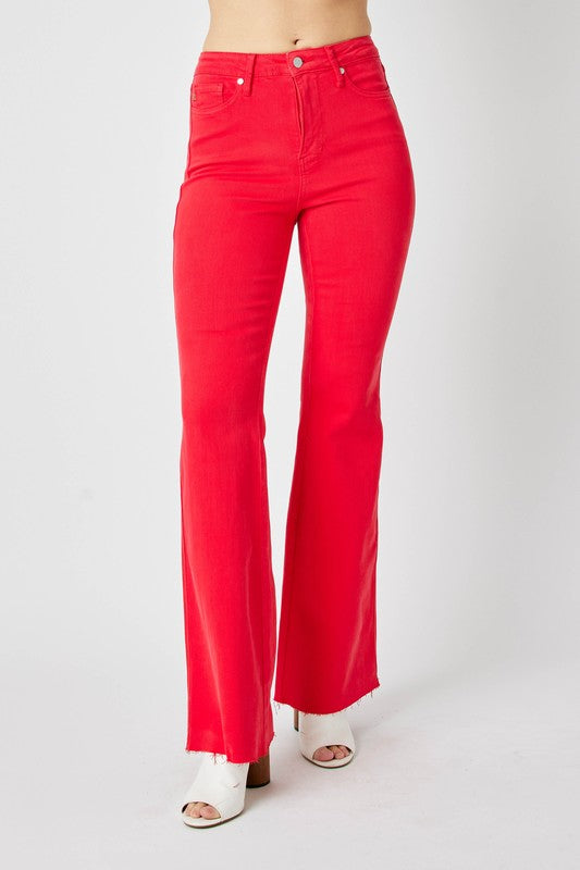 JUDY BLUE Women's Jeans Judy Blue HW Tummy Control Garment Dyed Flare || David's Clothing