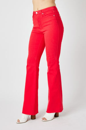 JUDY BLUE Women's Jeans Judy Blue HW Tummy Control Garment Dyed Flare || David's Clothing