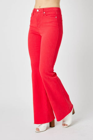 JUDY BLUE Women's Jeans Judy Blue HW Tummy Control Garment Dyed Flare || David's Clothing