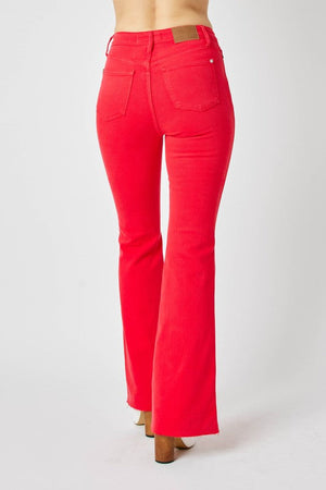 JUDY BLUE Women's Jeans Judy Blue HW Tummy Control Garment Dyed Flare || David's Clothing