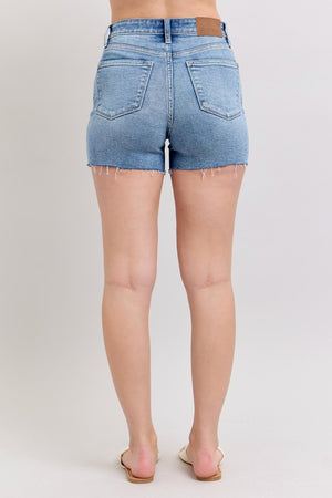 JUDY BLUE Women's Shorts Judy Blue High Waist Shorts w/stitch over destroy detail