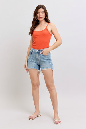 JUDY BLUE Women's Shorts Judy Blue HW Rigid Magic Destroy Cut Off Shorts || David's Clothing