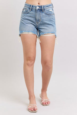 JUDY BLUE Women's Shorts Judy Blue HW Rigid Magic Destroy Cut Off Shorts || David's Clothing