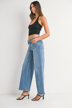 JUST BLACK DENIM Women's Jeans Seamed Wide Leg || David's Clothing