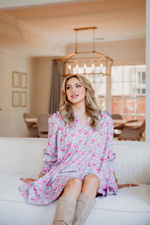 KARLIE CLOTHES Women's Dresses Karlie Paris Floral Vneck Ruffle Sleeve Dress