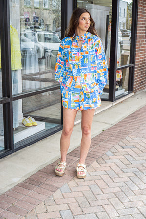 KARLIE CLOTHES Women's Top Karlie Santorini Vneck L/s Top